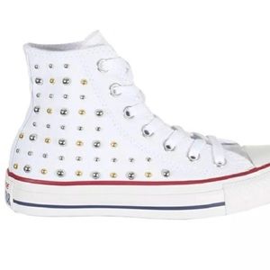 White High Top Converse (Studded)